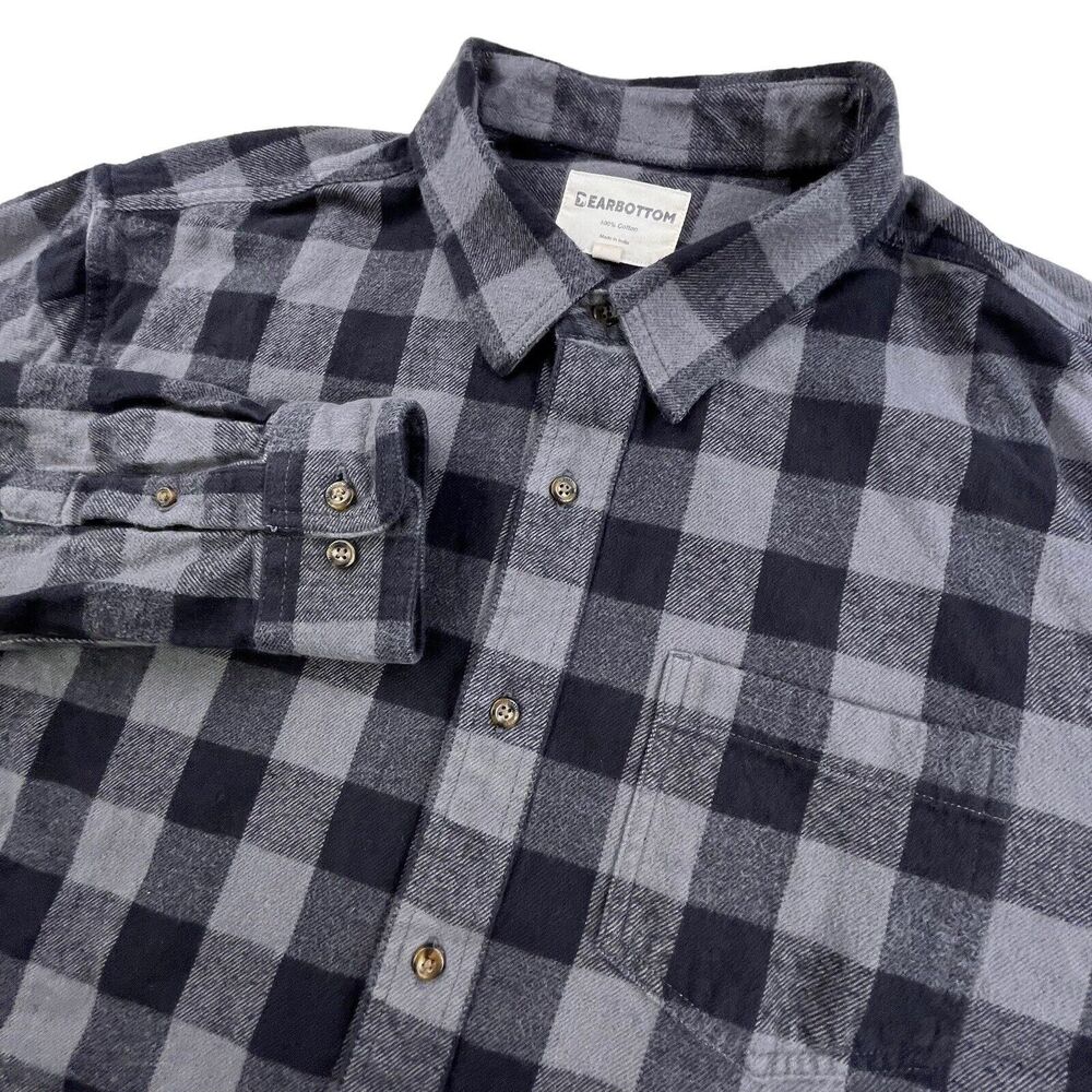 Bear Bottom Buffalo Plaid Flannel Shirt Mens XXL Black Gray Long Sleeve Outdoor